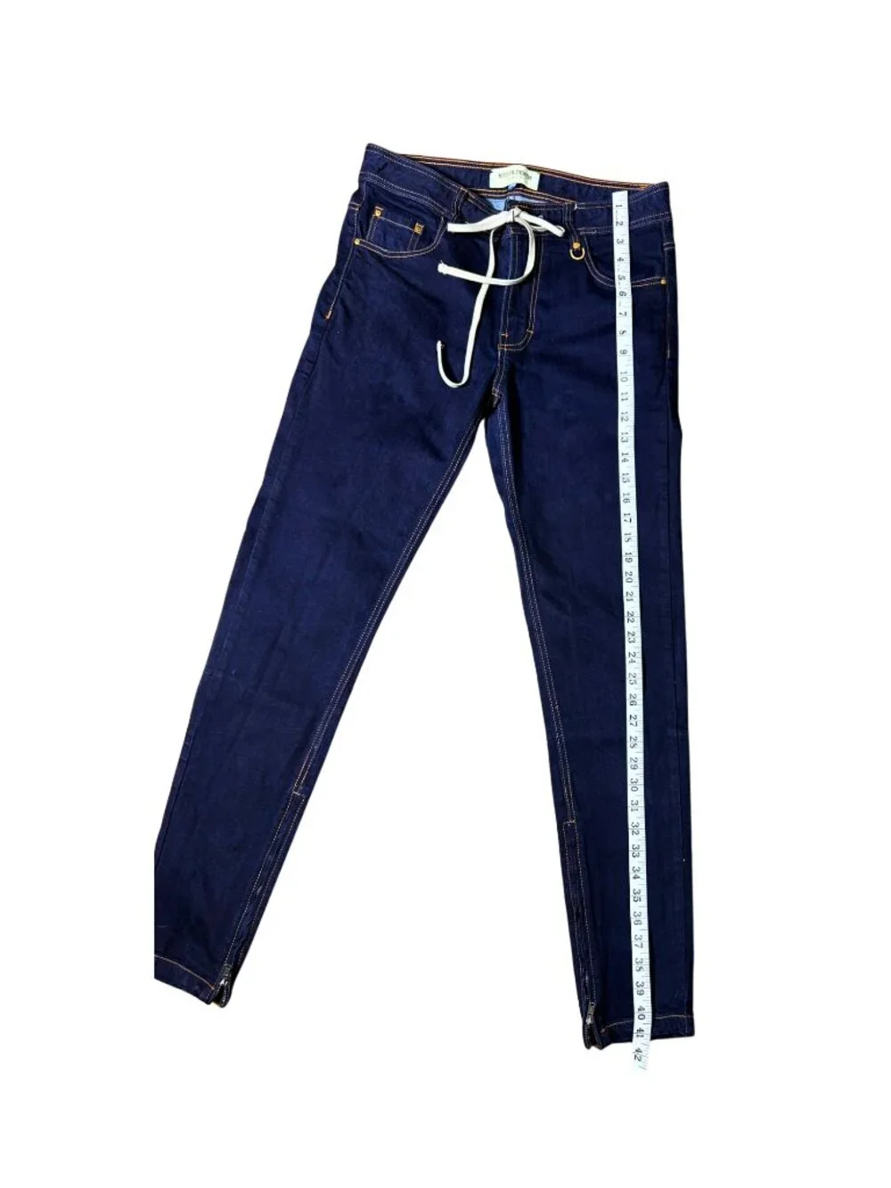 Hyper Denim Raw Indigo Stack Zipper Jeans Men's 34